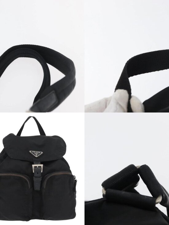 PRADA Backpack Nylon Black Silver Auth 175963